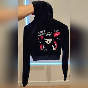 Emily The Stranger Black Graphic Cropped Hoodie